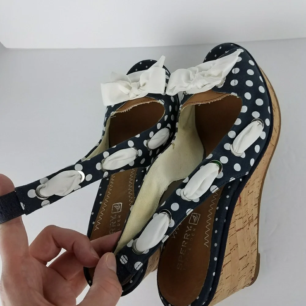 Sperry Top Sider Women Shoes Wedges Polka Dot 8.5